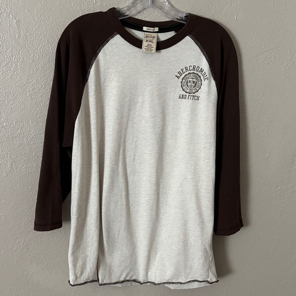 Men’s Abercrombie & Fitch Muscle Vintage Tee, XXL, Oatmeal/Brown - Picture 1 of 5